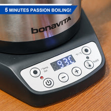 Load image into Gallery viewer, Bonavita Classic 1.0L Gooseneck Precision Temperature Electric Kettle| Coffee Brew and Tea, 1200 Watt, LED Panel, Stainless Steel