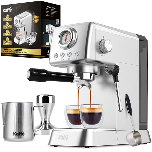 Kaffe KF1000X Espresso Machine with Milk Frother - 20 Bar, Stainless Steel