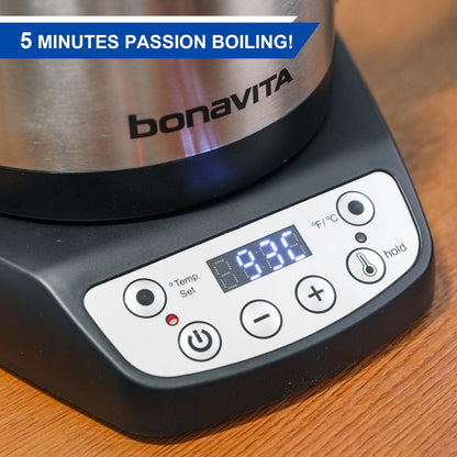 Bonavita Classic 1.0L Gooseneck Electric Kettle - Precision Temperature, Stainless Steel