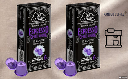 Kanubo Grand Crema Espresso Capsules - 100 Count, Nespresso Original Compatible