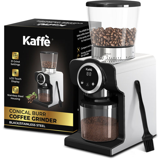 Kaffe KF8091 Conical Burr Coffee Grinder - 30 Grind Settings, Digital Display
