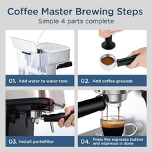 Load image into Gallery viewer, Geek Chef Espresso Machine, 20 Bar Espresso Machine With Milk Frother For Latte, Cappuccino, Macchiato, For Home Espresso Maker, 1.8L Water Tank, Stainless Steel, Ban On Amazon
