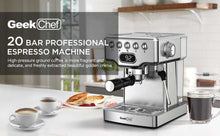 Load image into Gallery viewer, Geek Chef Espresso Machine, 20 Bar Espresso Machine With Milk Frother For Latte, Cappuccino, Macchiato, For Home Espresso Maker, 1.8L Water Tank, Stainless Steel, Ban On Amazon
