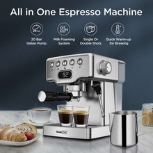 Load image into Gallery viewer, Geek Chef Espresso Machine, 20 Bar Espresso Machine With Milk Frother For Latte, Cappuccino, Macchiato, For Home Espresso Maker, 1.8L Water Tank, Stainless Steel, Ban On Amazon

