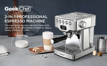 Load image into Gallery viewer, Geek Chef Espresso Machine, 20 Bar Espresso Machine With Milk Frother For Latte, Cappuccino, Macchiato, For Home Espresso Maker, 1.8L Water Tank, Stainless Steel, Ban On Amazon
